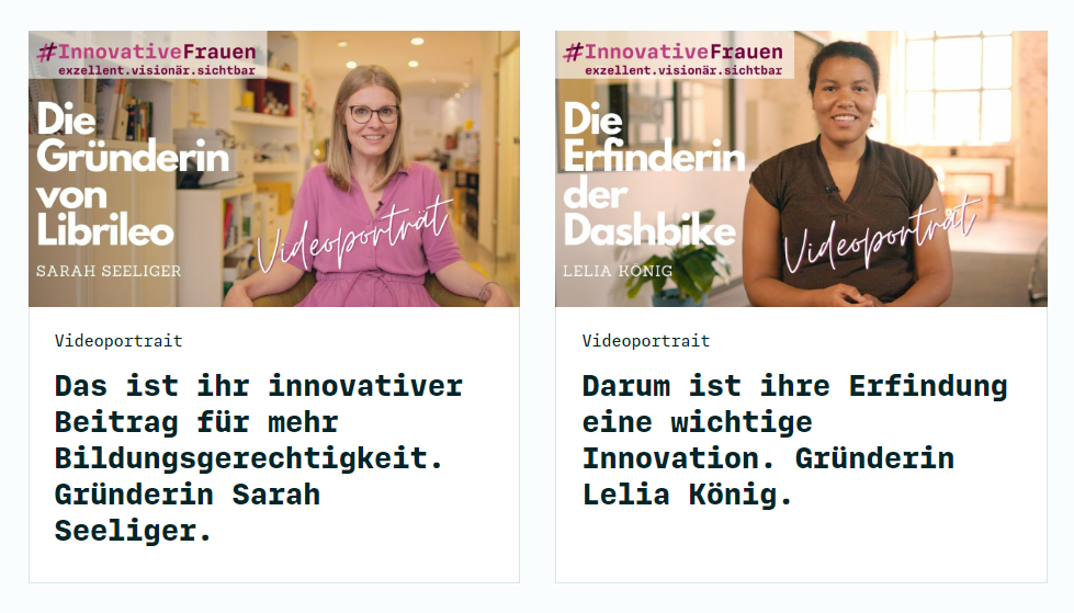 Fotocollage zu den Videos der Innovativen Frauen